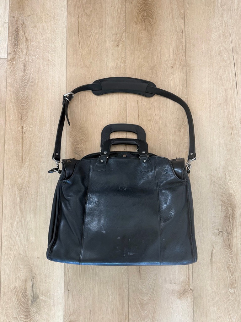 Glaser Designs Black Leather Briefcase.